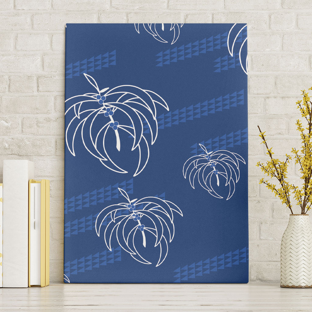 Aloha Hawaii Acacia Koa Leaves Canvas Wall Art Navy Kakau Tribal Pattern LT05 Without Frame Navy - Polynesian Pride