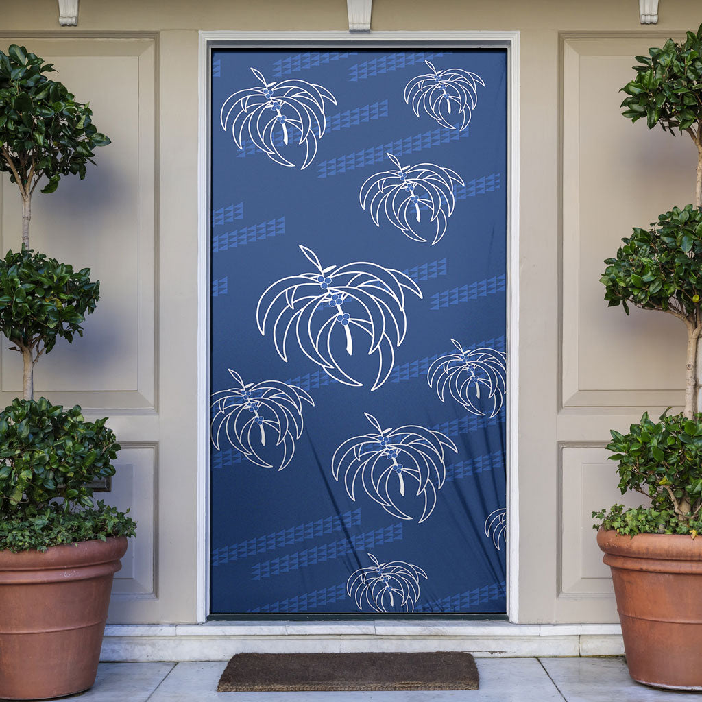 Aloha Hawaii Acacia Koa Leaves Door Cover Navy Kakau Tribal Pattern LT05 Navy - Polynesian Pride