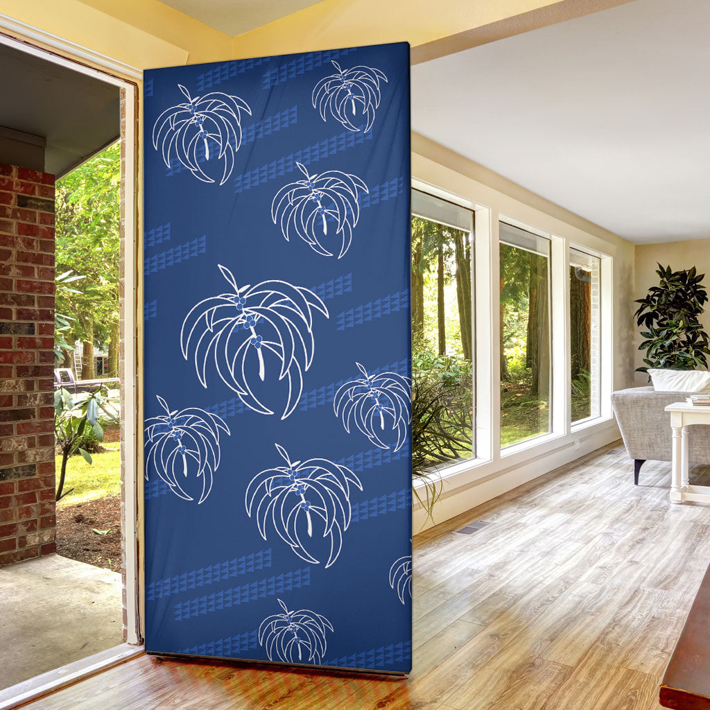 Aloha Hawaii Acacia Koa Leaves Door Cover Navy Kakau Tribal Pattern LT05 - Polynesian Pride