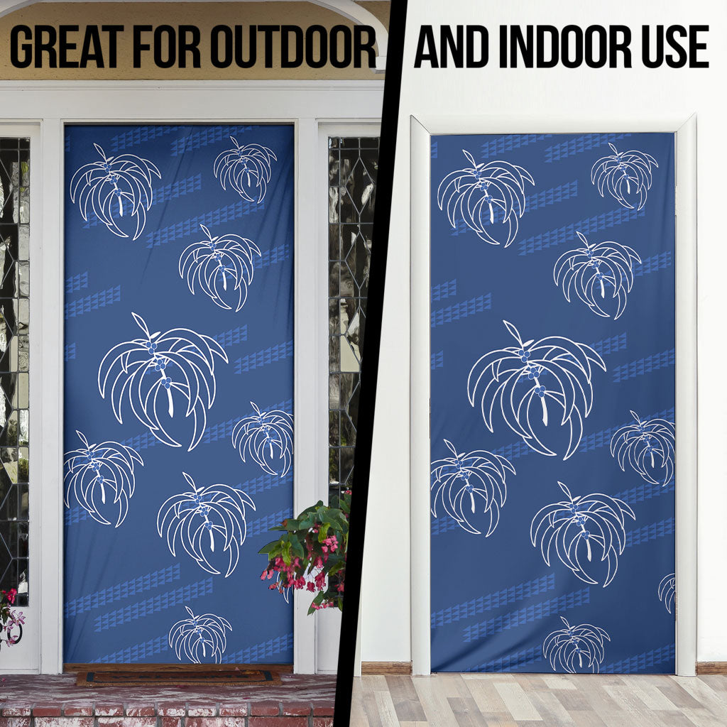 Aloha Hawaii Acacia Koa Leaves Door Cover Navy Kakau Tribal Pattern LT05 - Polynesian Pride