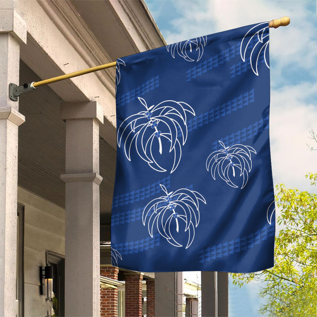 Aloha Hawaii Acacia Koa Leaves Garden Flag Navy Kakau Tribal Pattern LT05 House Flag Navy - Polynesian Pride