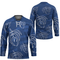 Aloha Hawaii Acacia Koa Leaves Hockey Jersey Navy Kakau Tribal Pattern LT05 - Polynesian Pride