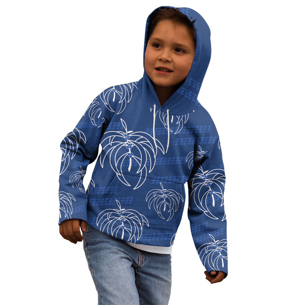 Aloha Hawaii Acacia Koa Leaves Kid Hoodie Navy Kakau Tribal Pattern LT05 - Polynesian Pride