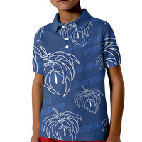 Aloha Hawaii Acacia Koa Leaves Kid Polo Shirt Navy Kakau Tribal Pattern LT05 Kid Navy - Polynesian Pride