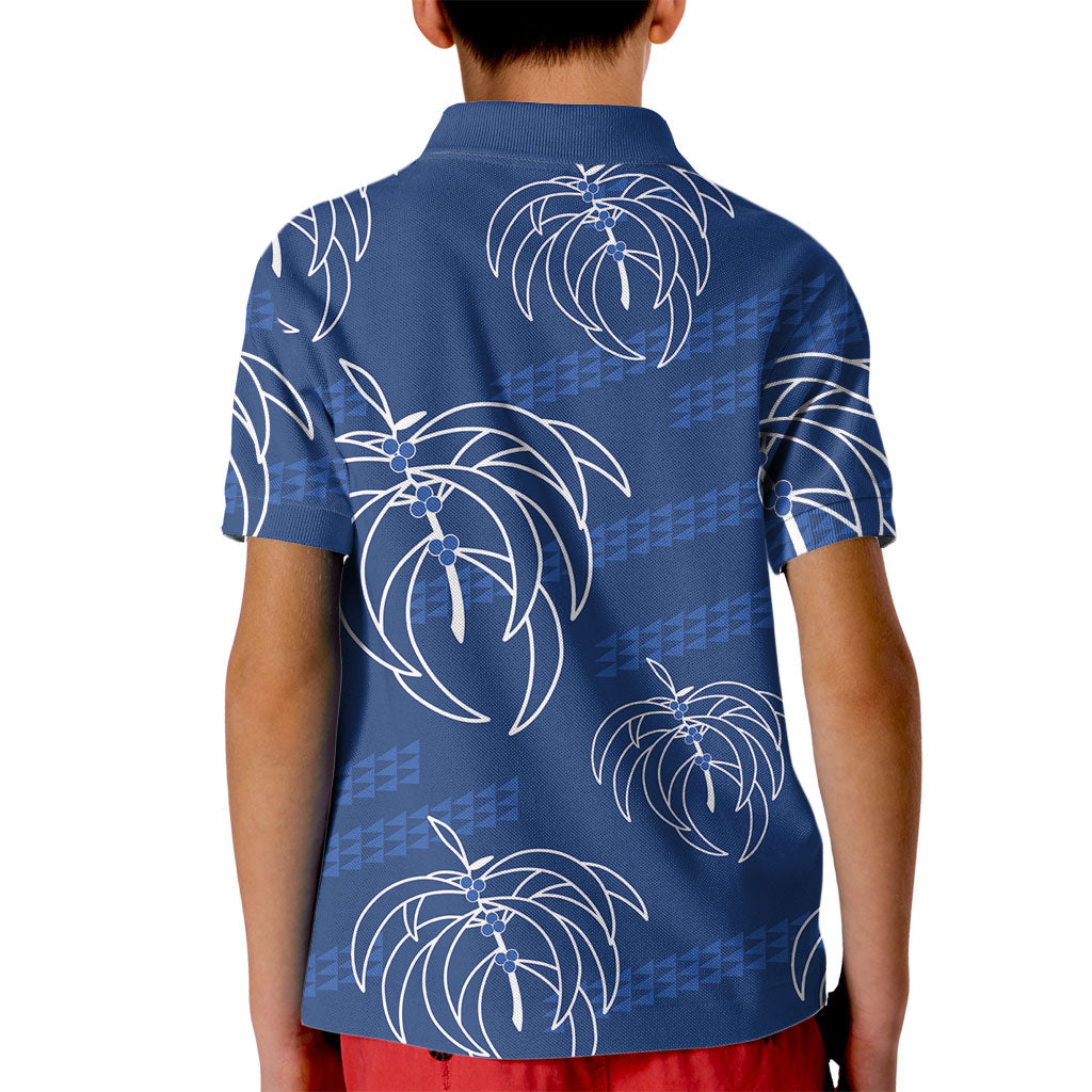 Aloha Hawaii Acacia Koa Leaves Kid Polo Shirt Navy Kakau Tribal Pattern LT05 - Polynesian Pride