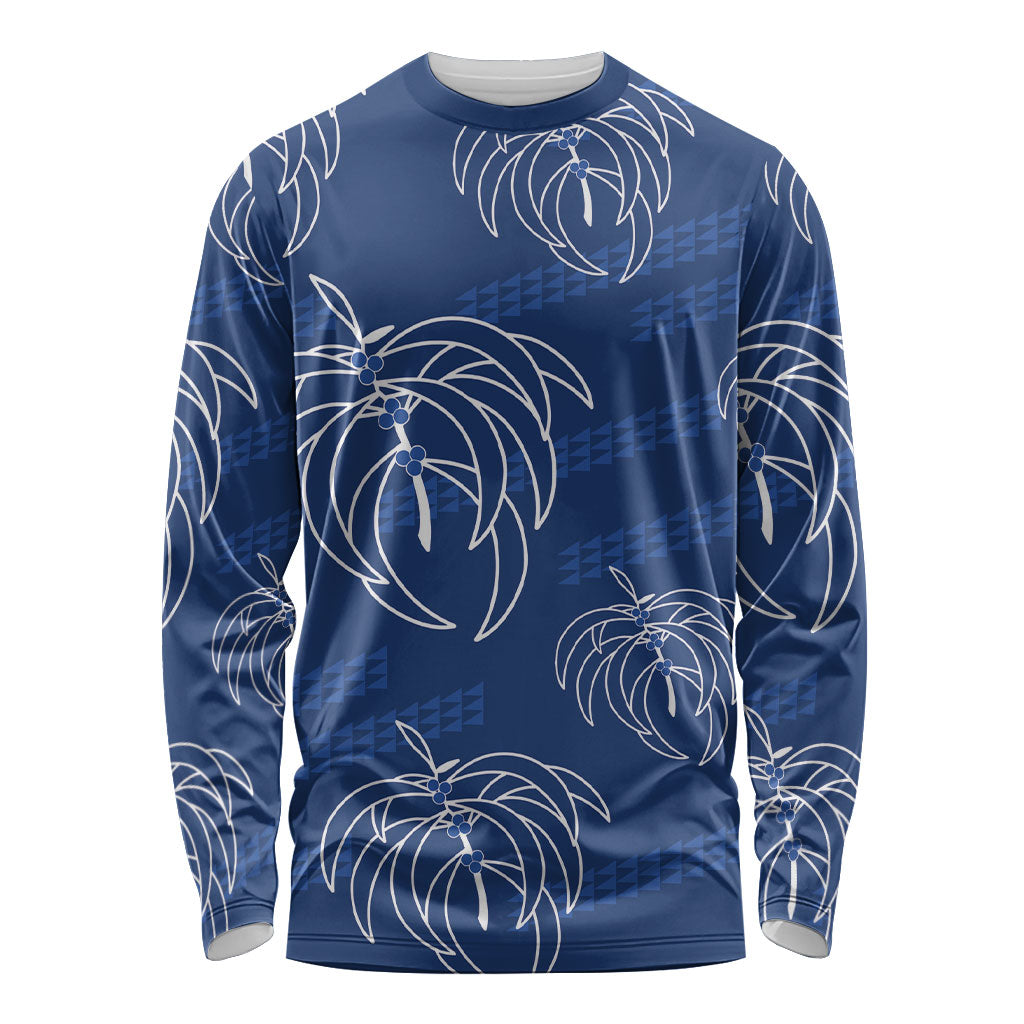 Aloha Hawaii Acacia Koa Leaves Long Sleeve Shirt Navy Kakau Tribal Pattern LT05 Unisex Navy - Polynesian Pride