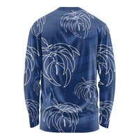 Aloha Hawaii Acacia Koa Leaves Long Sleeve Shirt Navy Kakau Tribal Pattern LT05 - Polynesian Pride