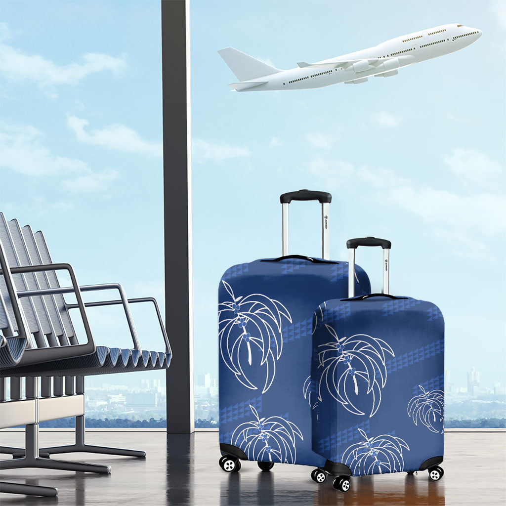 Aloha Hawaii Acacia Koa Leaves Luggage Cover Navy Kakau Tribal Pattern LT05 - Polynesian Pride