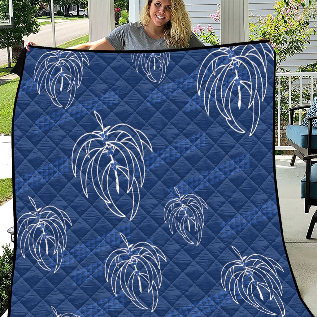 Aloha Hawaii Acacia Koa Leaves Quilt Navy Kakau Tribal Pattern LT05 Navy - Polynesian Pride