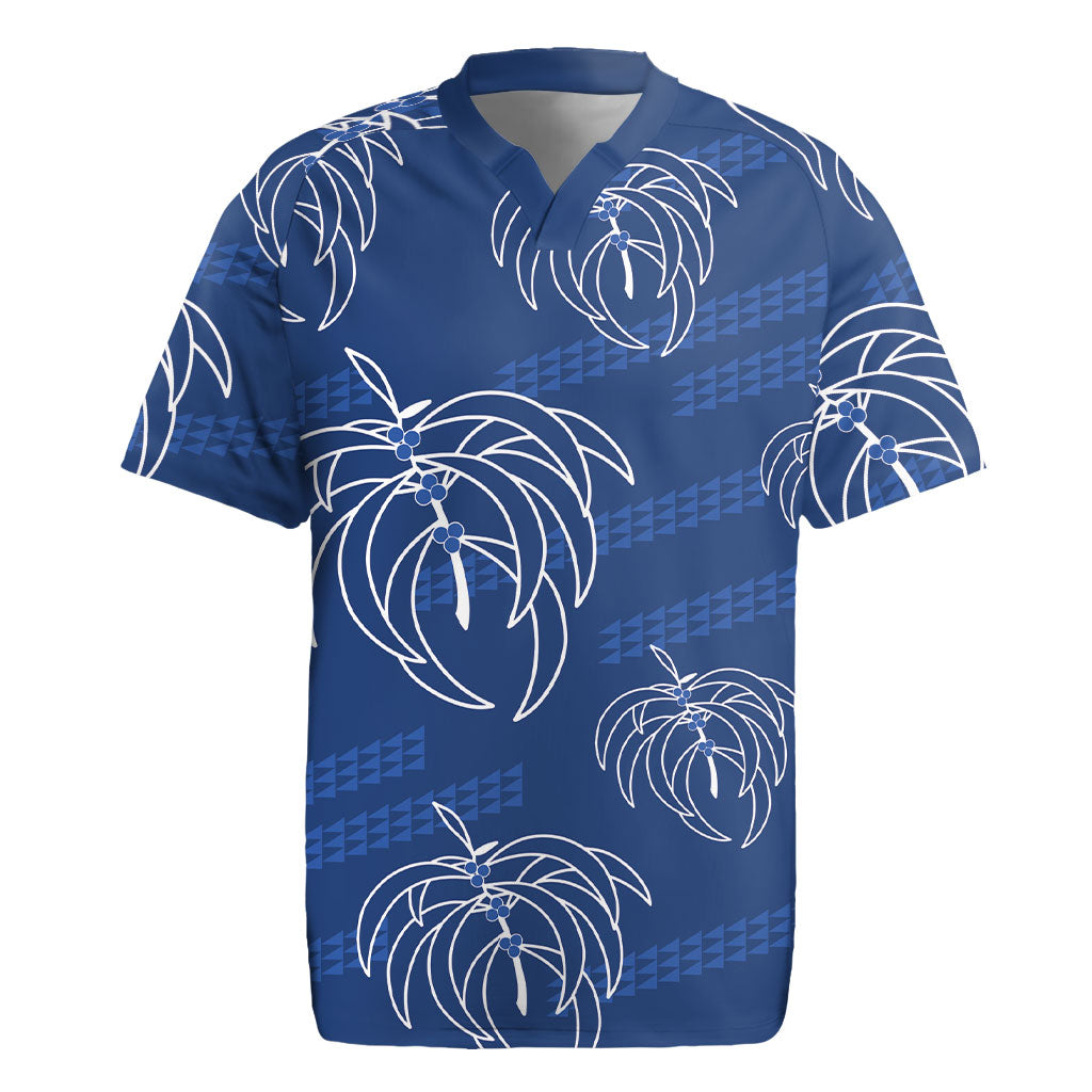 Aloha Hawaii Acacia Koa Leaves Rugby Jersey Navy Kakau Tribal Pattern LT05 Navy - Polynesian Pride