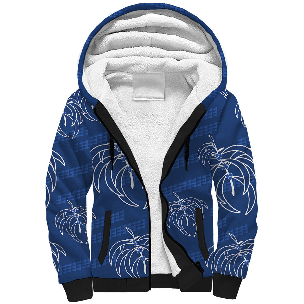 Aloha Hawaii Acacia Koa Leaves Sherpa Hoodie Navy Kakau Tribal Pattern LT05 Unisex Navy - Polynesian Pride