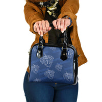 Aloha Hawaii Acacia Koa Leaves Shoulder Handbag Navy Kakau Tribal Pattern LT05 One Size Navy - Polynesian Pride