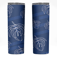 Aloha Hawaii Acacia Koa Leaves Skinny Tumbler Navy Kakau Tribal Pattern LT05 Navy - Polynesian Pride