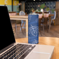Aloha Hawaii Acacia Koa Leaves Skinny Tumbler Navy Kakau Tribal Pattern LT05 - Polynesian Pride