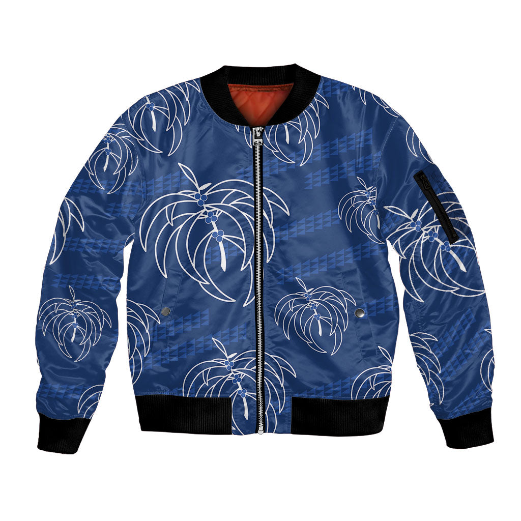 Aloha Hawaii Acacia Koa Leaves Sleeve Zip Bomber Jacket Navy Kakau Tribal Pattern LT05 Unisex Navy - Polynesian Pride
