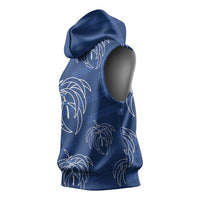 Aloha Hawaii Acacia Koa Leaves Sleeveless Hoodie Navy Kakau Tribal Pattern LT05 - Polynesian Pride