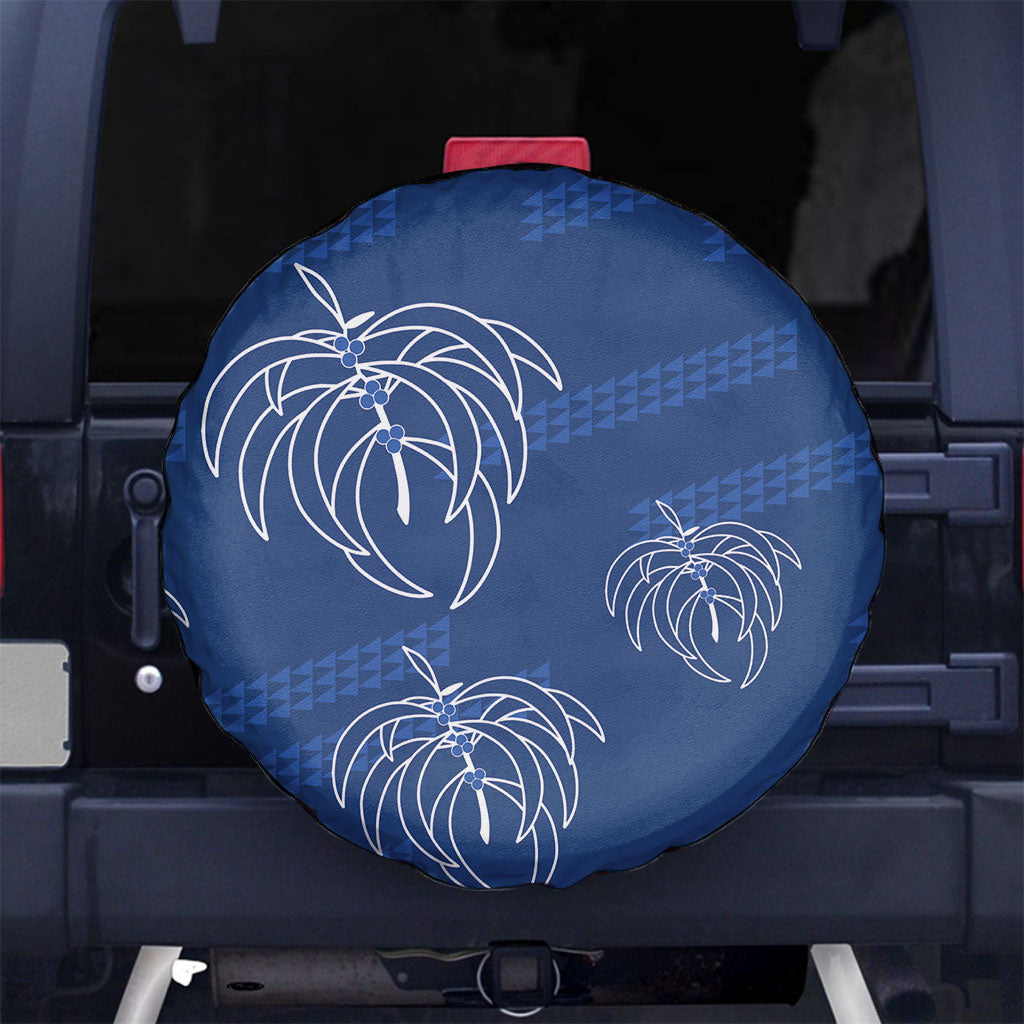 Aloha Hawaii Acacia Koa Leaves Spare Tire Cover Navy Kakau Tribal Pattern LT05 No hole Navy - Polynesian Pride