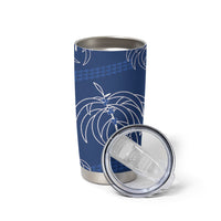 Aloha Hawaii Acacia Koa Leaves Tumbler Cup Navy Kakau Tribal Pattern LT05 - Polynesian Pride