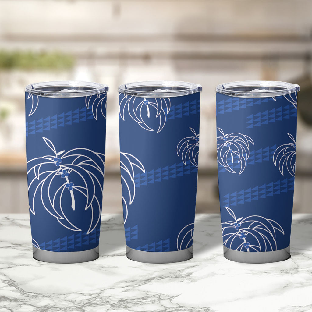 Aloha Hawaii Acacia Koa Leaves Tumbler Cup Navy Kakau Tribal Pattern LT05 - Polynesian Pride