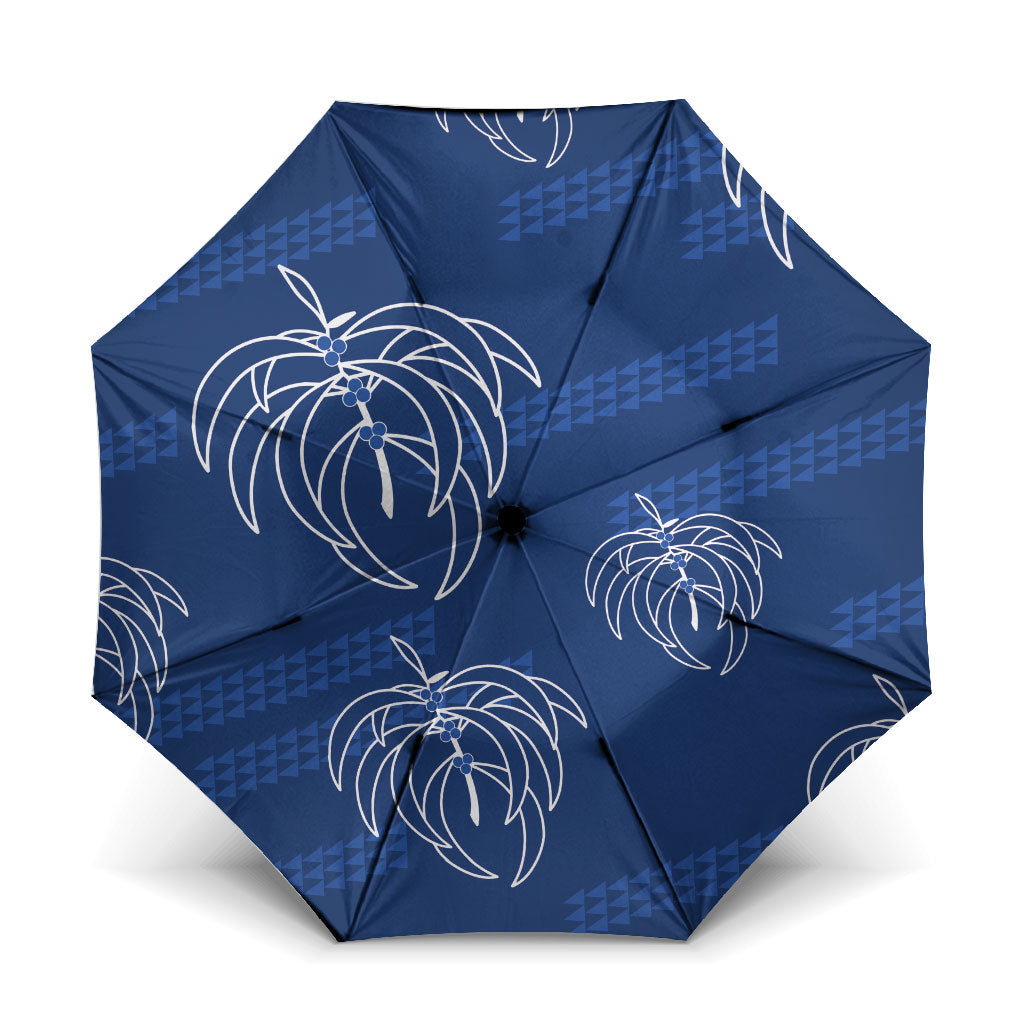 Aloha Hawaii Acacia Koa Leaves Umbrella Navy Kakau Tribal Pattern LT05 One Size Folded 11.42 inch Opened Diameter 37.4 inch Navy - Polynesian Pride