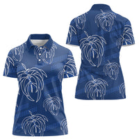 Aloha Hawaii Acacia Koa Leaves Women Polo Shirt Navy Kakau Tribal Pattern LT05 - Polynesian Pride