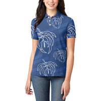 Aloha Hawaii Acacia Koa Leaves Women Polo Shirt Navy Kakau Tribal Pattern LT05 - Polynesian Pride