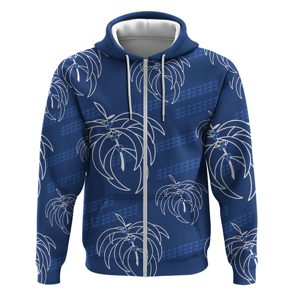 Aloha Hawaii Acacia Koa Leaves Zip Hoodie Navy Kakau Tribal Pattern LT05 Zip Hoodie Navy - Polynesian Pride