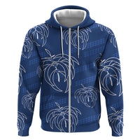Aloha Hawaii Acacia Koa Leaves Zip Hoodie Navy Kakau Tribal Pattern LT05 Zip Hoodie Navy - Polynesian Pride