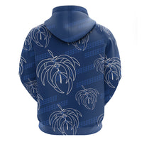 Aloha Hawaii Acacia Koa Leaves Zip Hoodie Navy Kakau Tribal Pattern LT05 - Polynesian Pride