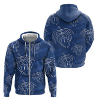 Aloha Hawaii Acacia Koa Leaves Zip Hoodie Navy Kakau Tribal Pattern LT05 - Polynesian Pride