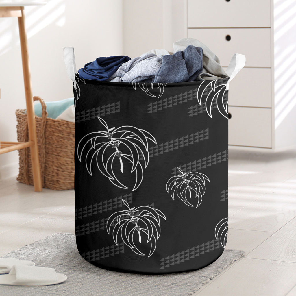 Aloha Hawaii Acacia Koa Leaves Laundry Basket Black Kakau Tribal Pattern LT05 Black - Polynesian Pride