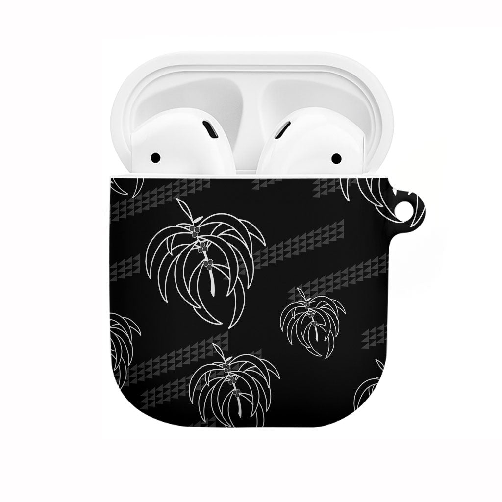 Aloha Hawaii Acacia Koa Leaves AirPods Case Black Kakau Tribal Pattern LT05 Black - Polynesian Pride