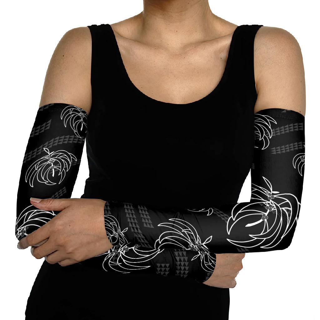 Aloha Hawaii Acacia Koa Leaves Arm Sleeves Black Kakau Tribal Pattern LT05 - Polynesian Pride