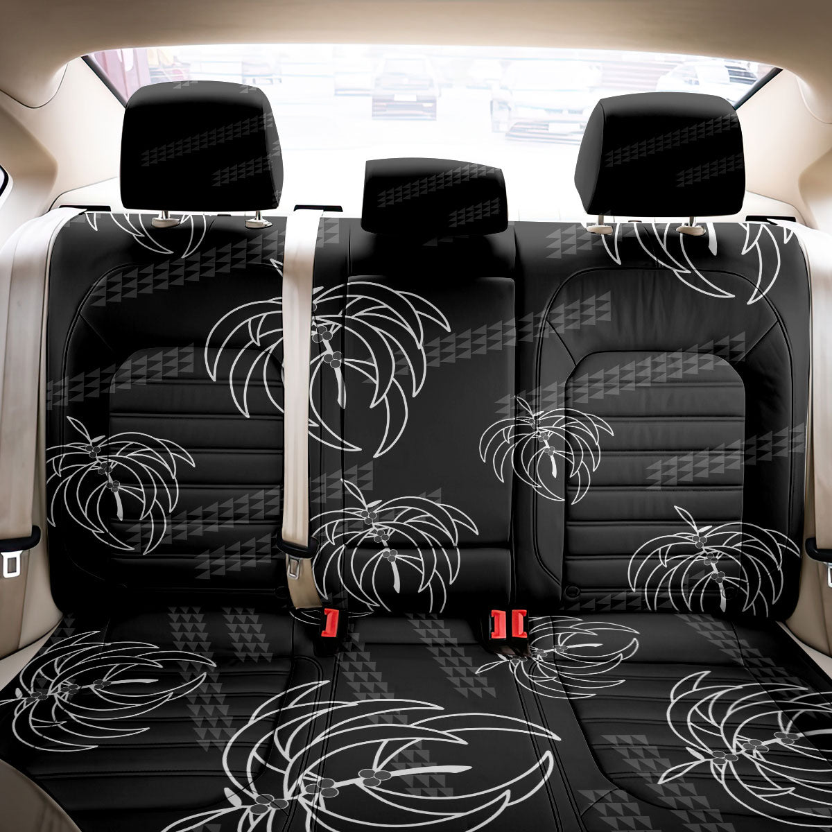 Aloha Hawaii Acacia Koa Leaves Back Car Seat Cover Black Kakau Tribal Pattern LT05 - Polynesian Pride