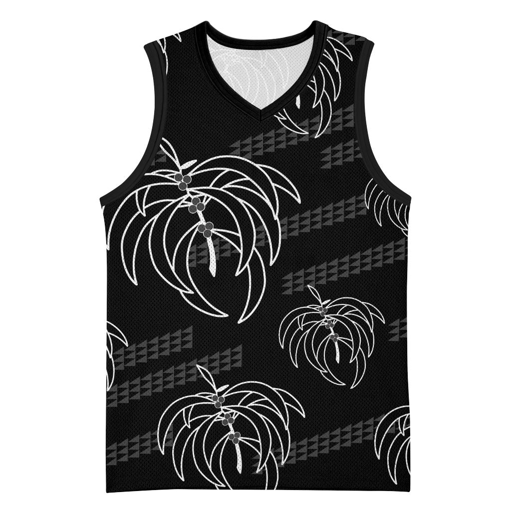 Aloha Hawaii Acacia Koa Leaves Basketball Jersey Black Kakau Tribal Pattern LT05 Unisex Black - Polynesian Pride