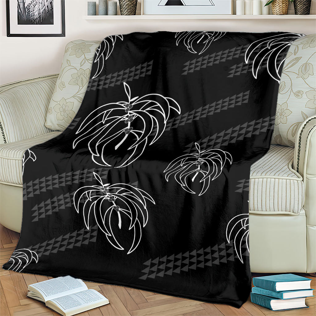 Aloha Hawaii Acacia Koa Leaves Blanket Black Kakau Tribal Pattern LT05 - Polynesian Pride