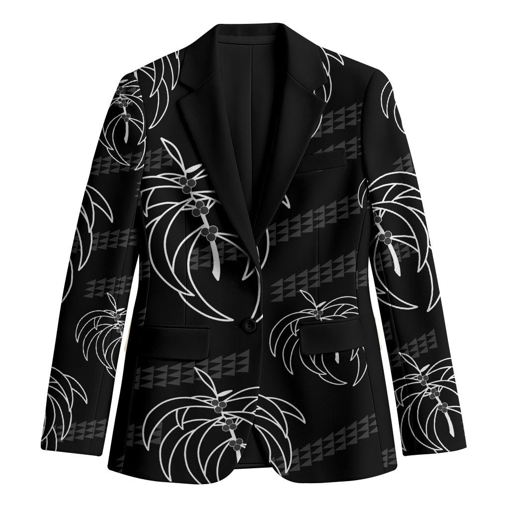 Aloha Hawaii Acacia Koa Leaves Blazer Black Kakau Tribal Pattern LT05 Unisex Black - Polynesian Pride