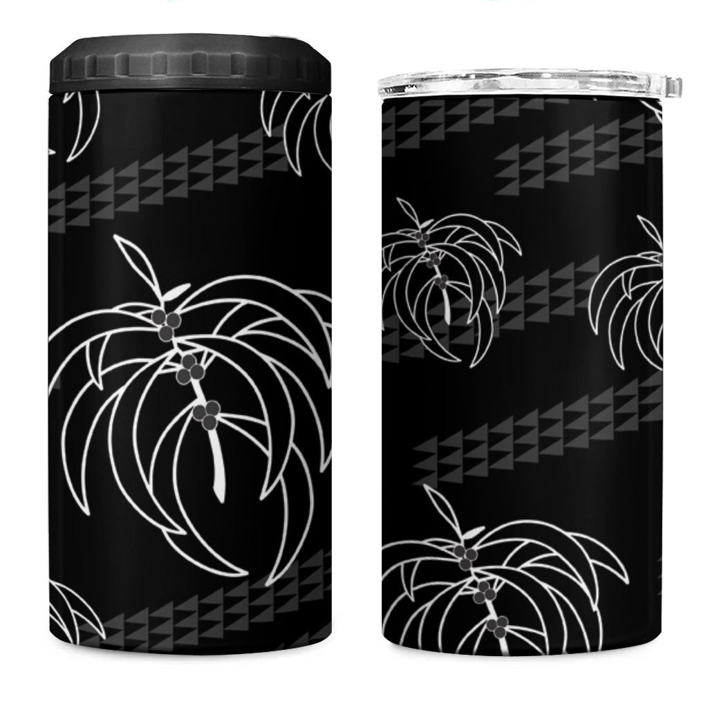 Aloha Hawaii Acacia Koa Leaves 4 in 1 Can Cooler Tumbler Black Kakau Tribal Pattern LT05 One Size: 16 oz Black - Polynesian Pride
