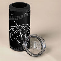 Aloha Hawaii Acacia Koa Leaves 4 in 1 Can Cooler Tumbler Black Kakau Tribal Pattern LT05 - Polynesian Pride