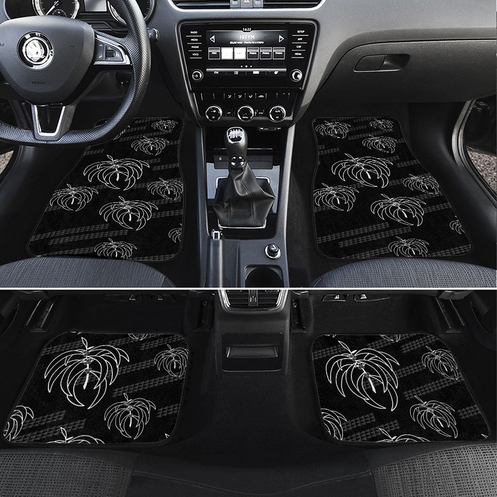 Aloha Hawaii Acacia Koa Leaves Car Mats Black Kakau Tribal Pattern LT05 Set 4pcs Black - Polynesian Pride