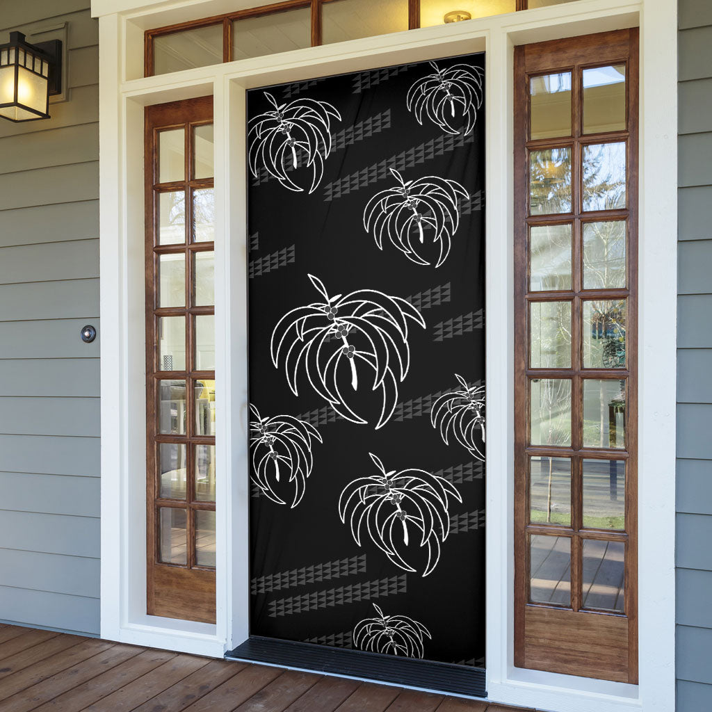 Aloha Hawaii Acacia Koa Leaves Door Cover Black Kakau Tribal Pattern LT05 - Polynesian Pride