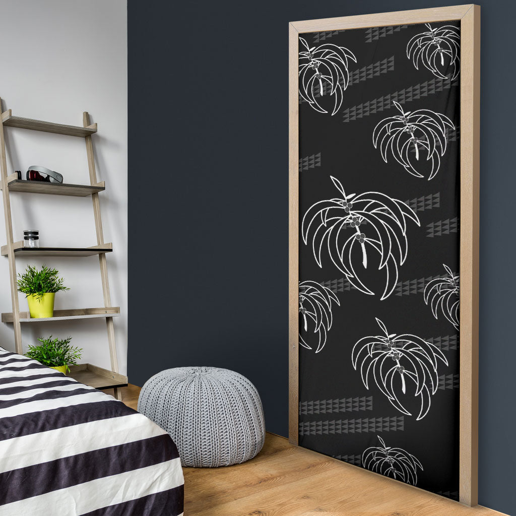 Aloha Hawaii Acacia Koa Leaves Door Cover Black Kakau Tribal Pattern LT05 - Polynesian Pride