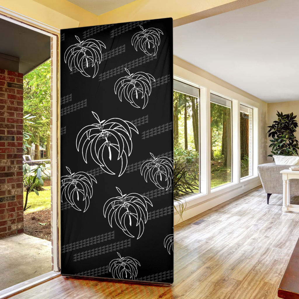 Aloha Hawaii Acacia Koa Leaves Door Cover Black Kakau Tribal Pattern LT05 - Polynesian Pride