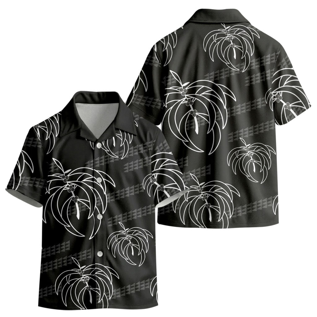 Aloha Hawaii Acacia Koa Leaves Kid Hawaiian Shirt Black Kakau Tribal Pattern LT05 - Polynesian Pride
