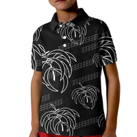 Aloha Hawaii Acacia Koa Leaves Kid Polo Shirt Black Kakau Tribal Pattern LT05 Kid Black - Polynesian Pride