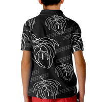 Aloha Hawaii Acacia Koa Leaves Kid Polo Shirt Black Kakau Tribal Pattern LT05 - Polynesian Pride