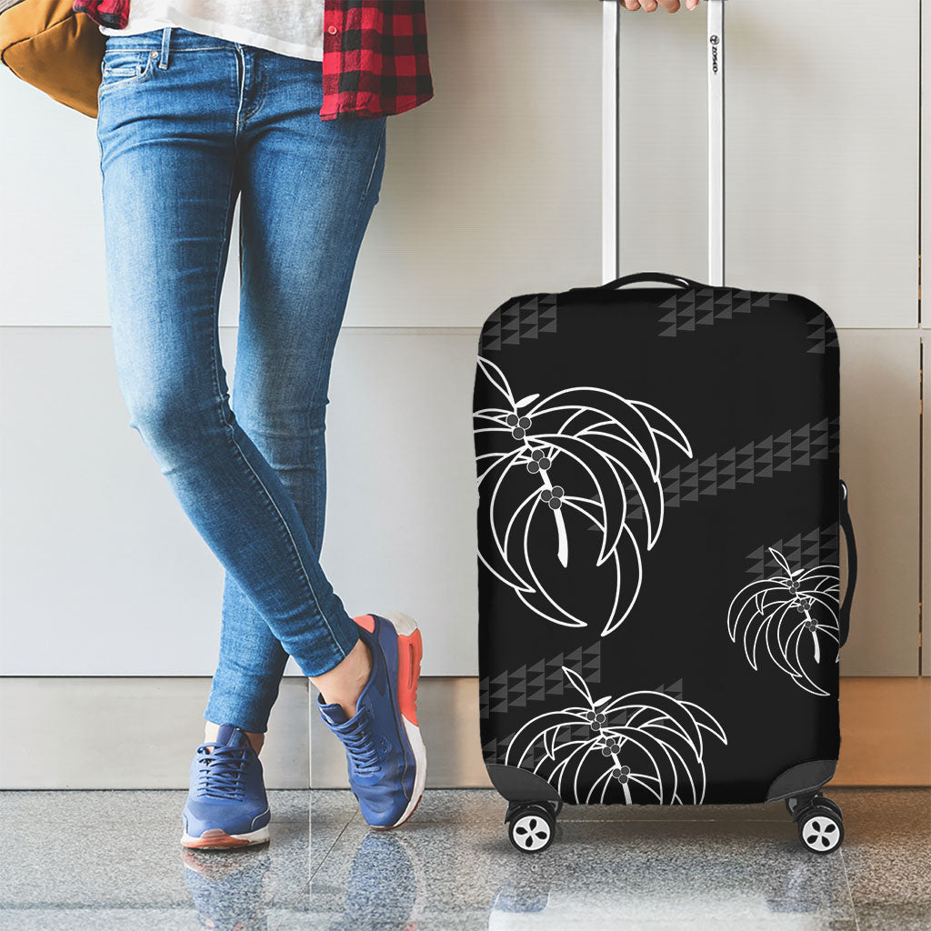 Aloha Hawaii Acacia Koa Leaves Luggage Cover Black Kakau Tribal Pattern LT05 - Polynesian Pride