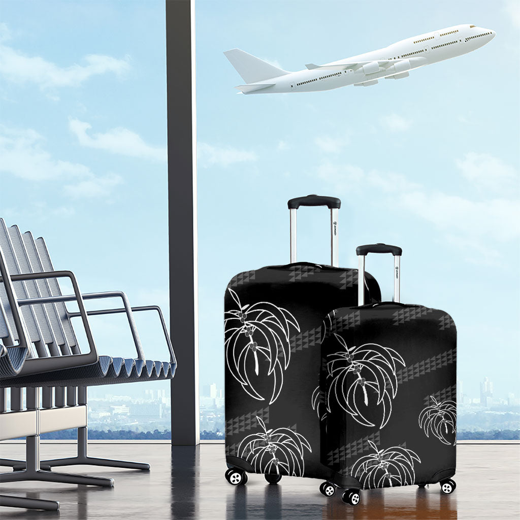 Aloha Hawaii Acacia Koa Leaves Luggage Cover Black Kakau Tribal Pattern LT05 - Polynesian Pride
