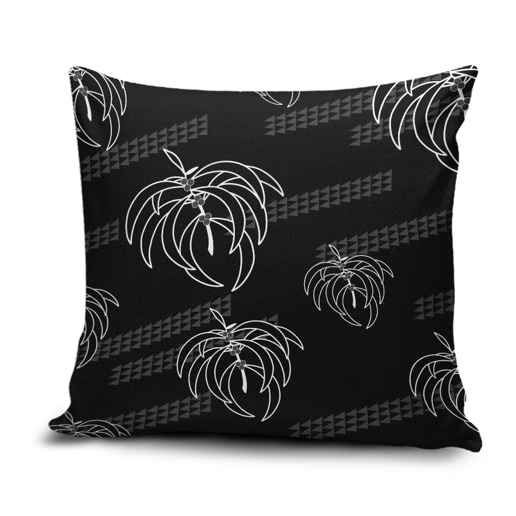 Aloha Hawaii Acacia Koa Leaves Pillow Cover Black Kakau Tribal Pattern LT05 Black - Polynesian Pride