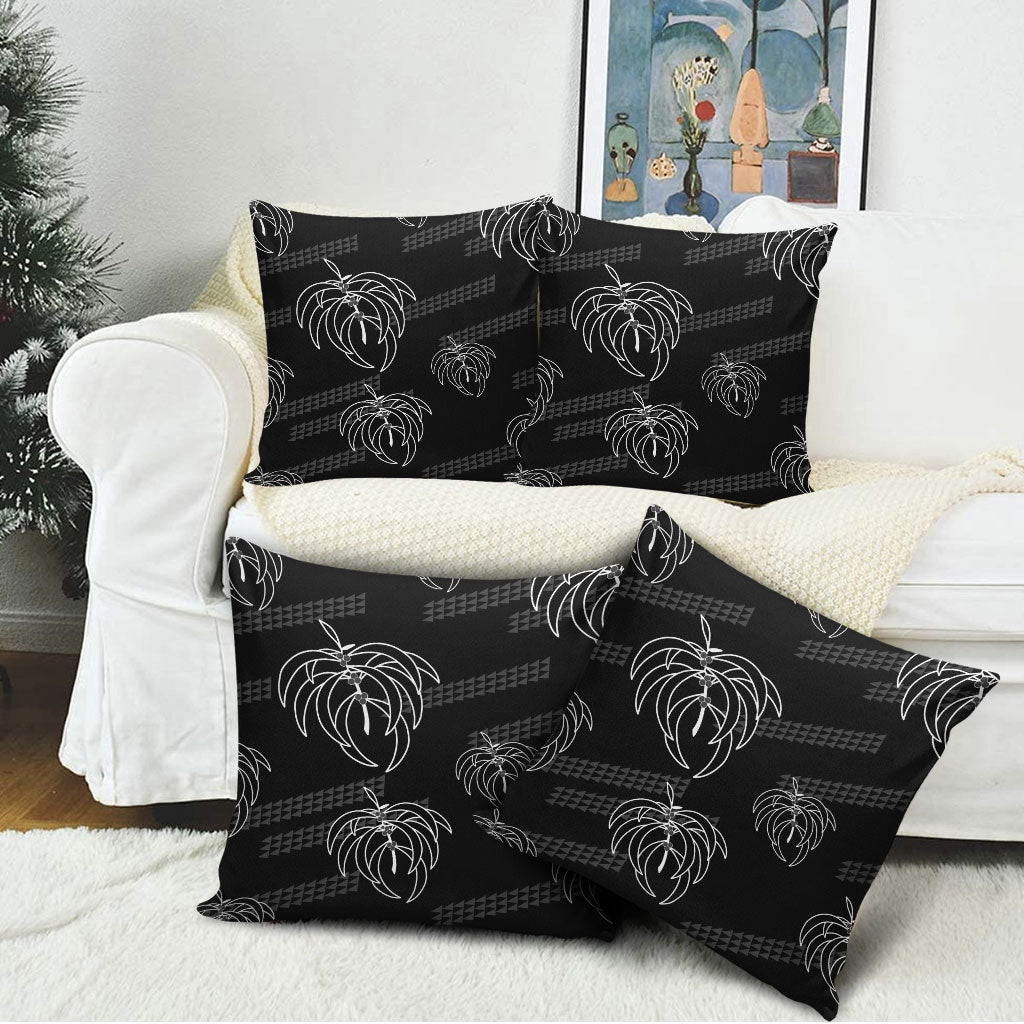 Aloha Hawaii Acacia Koa Leaves Pillow Cover Black Kakau Tribal Pattern LT05 - Polynesian Pride